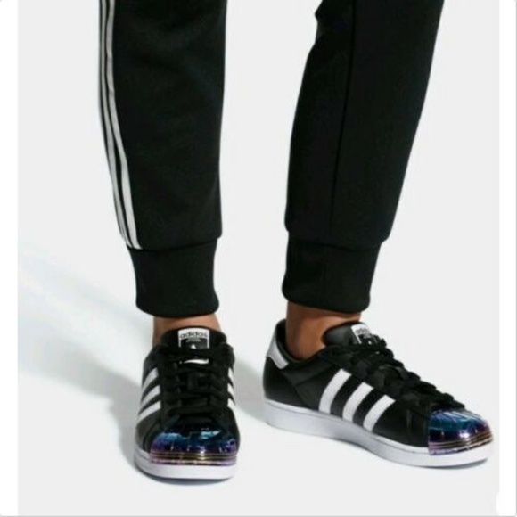 🆕 ADIDAS Superstar Shoes 8 Metallic Black White - Picture 2 of 8